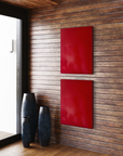 Handcrafted Heartthrob Red porcelain enamel Creative Board with magnetic writable surface and steel frame, designed to mount gallery-style