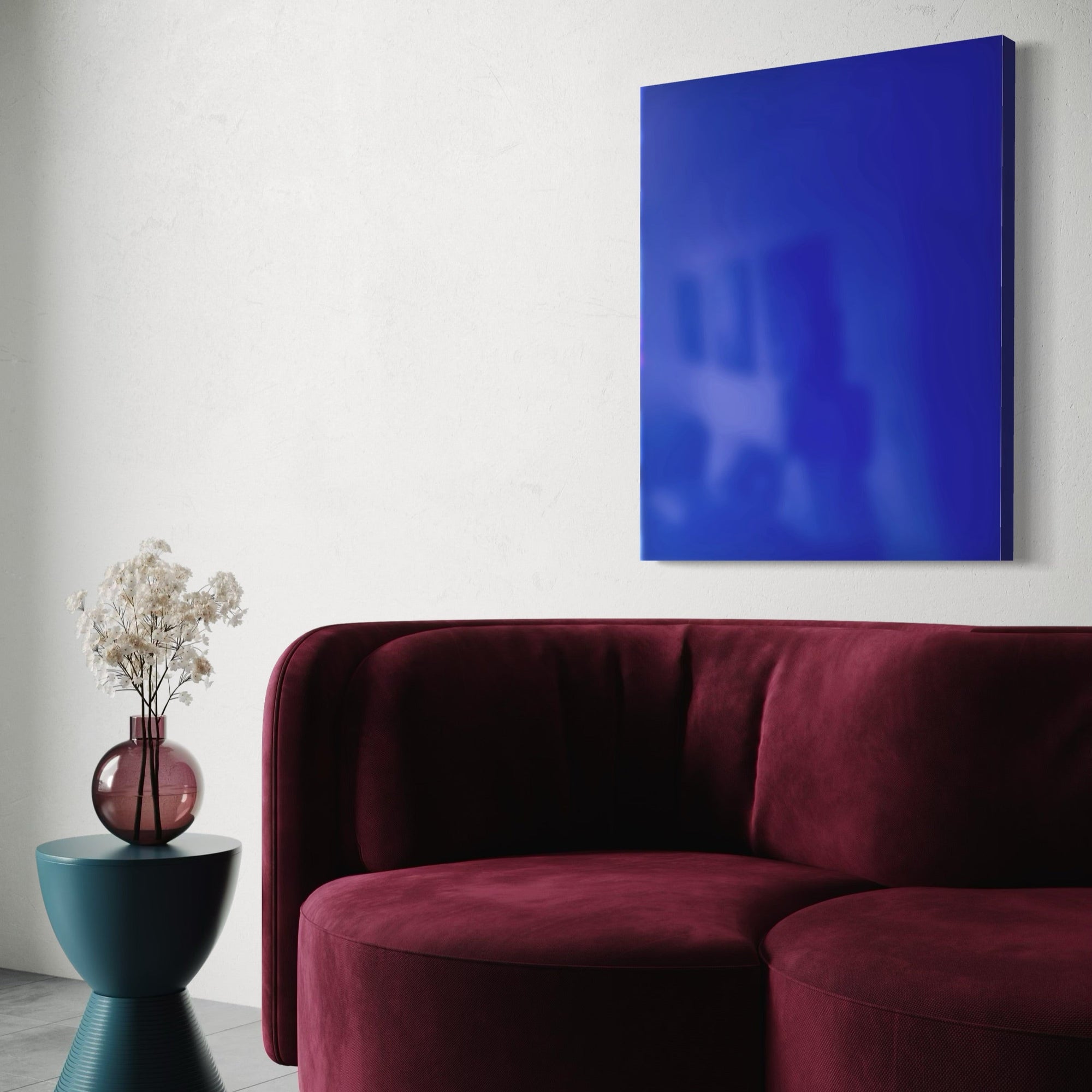 Handcrafted Blue Nocturne porcelain enamel Creative Board with magnetic writable surface and steel frame, designed to mount gallery-style