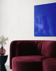 Handcrafted Blue Nocturne porcelain enamel Creative Board with magnetic writable surface and steel frame, designed to mount gallery-style