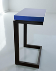 Modern laptop table featured in Blue Nocturne porcelain enamel with blued steel base.