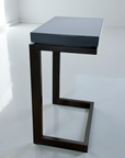 Modern laptop table featured in Storm Cloud Grey porcelain enamel with blued steel base.